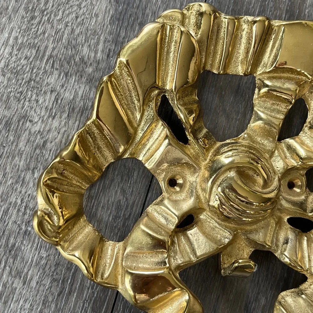 Vintage The Bombay Company Solid Brass Ribbon Bow Wall Hook Hanger